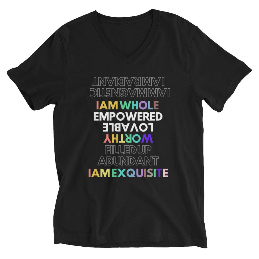 I AM Whole, Exquisite and Radiant Short Sleeve V-Neck T-Shirt - Warrior Goddess